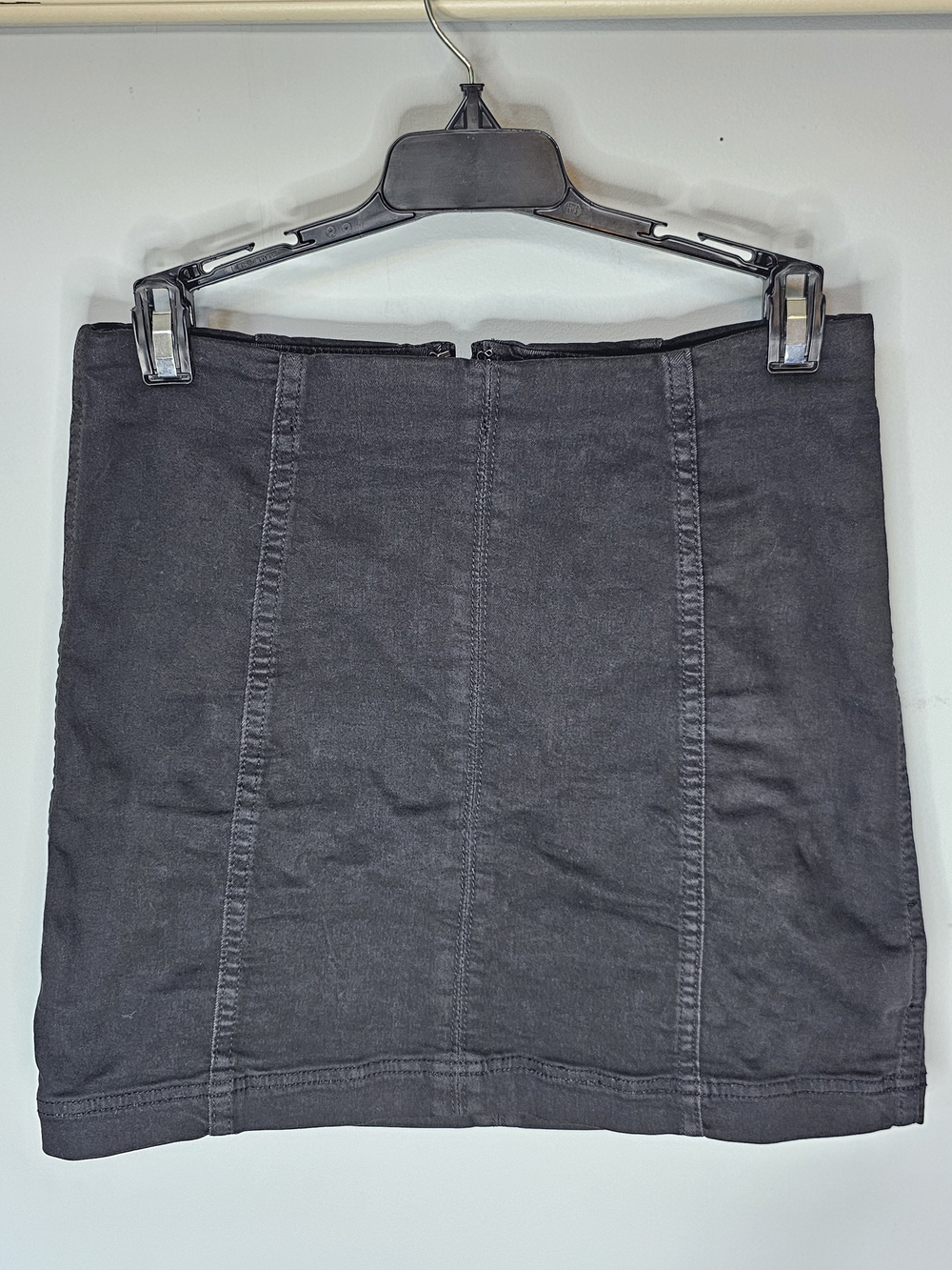 Free People Black Denim Mini Skirt Size W6 Seamed Body-Con